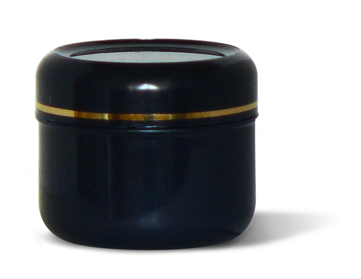 75 ml (PS) Dark blue jar with dark blue gold striped lid