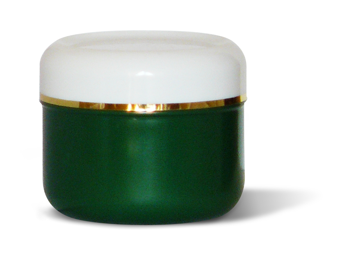 75 ml (PS) Poison green jar with white gold striped lid