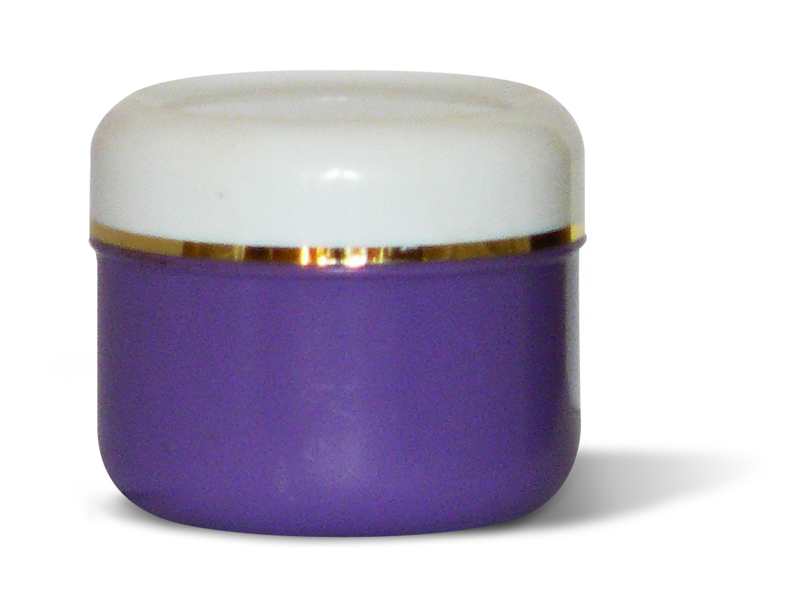 75 ml (PS) Purple jar with white gold striped lid 